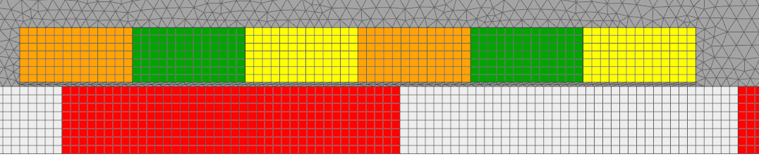 Picture: Part of the mesh using quads and tri elements