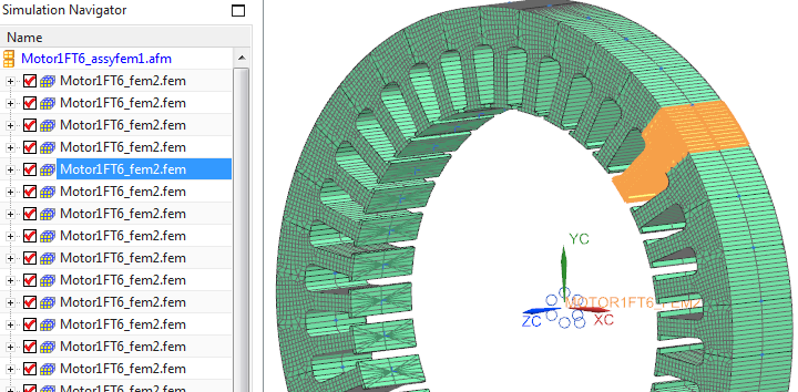 Picture: 3D structural assembly mesh in NX for the stator