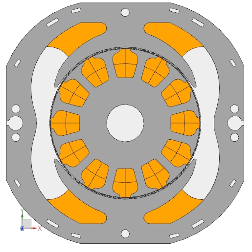 Picture: CAD Model of section of the examined universalmotor